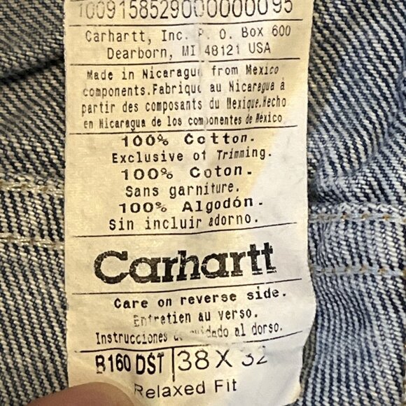Men's Carhartt Relaxed Fit Denim Jeans SZ 38x32 Blue Cotton Casual Work B160 DST - Picture 11 of 11